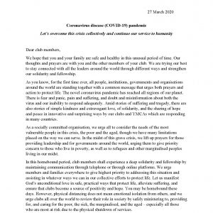 Y’s Men International Statement on COVID-19